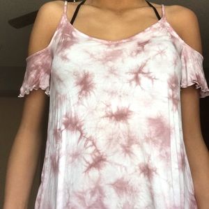 Tie-Dye Cold Shoulder Top